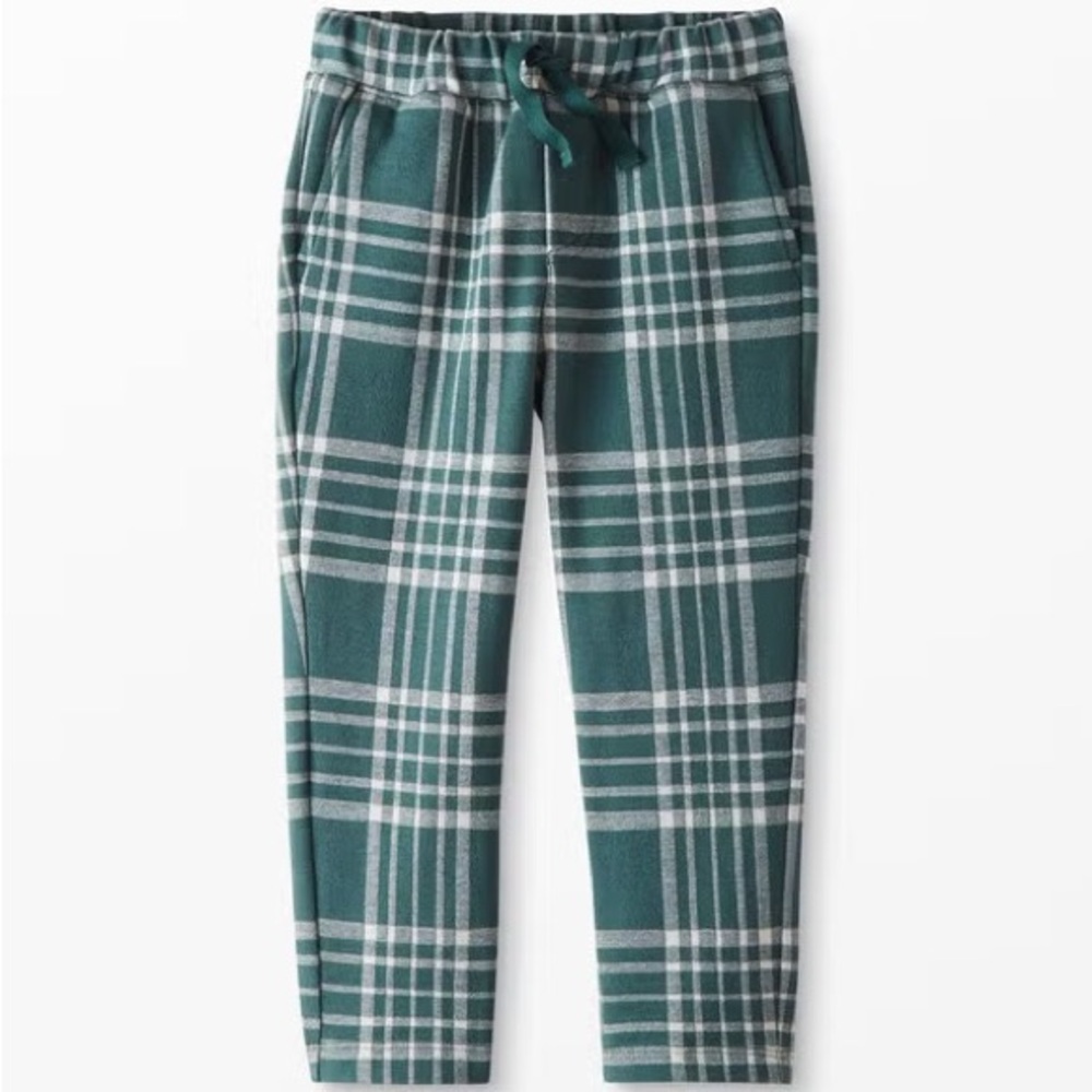 Hanna Andersson Plaid Knit Sweatpants (Green/White) Size 6-7